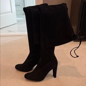 Stuart Weitzman Overland Black Suede Over-the-Knee Boots